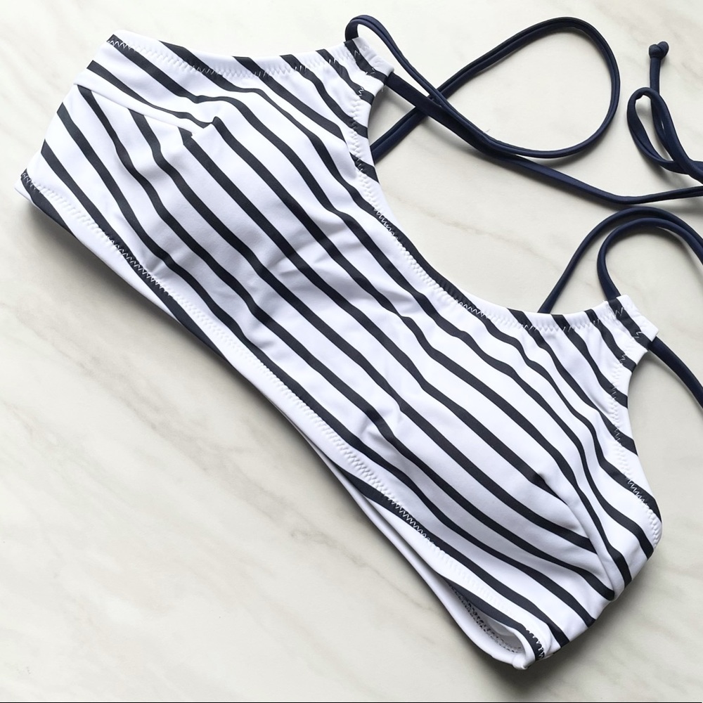 👙Navy Striped Halter Bikini Top ONLY